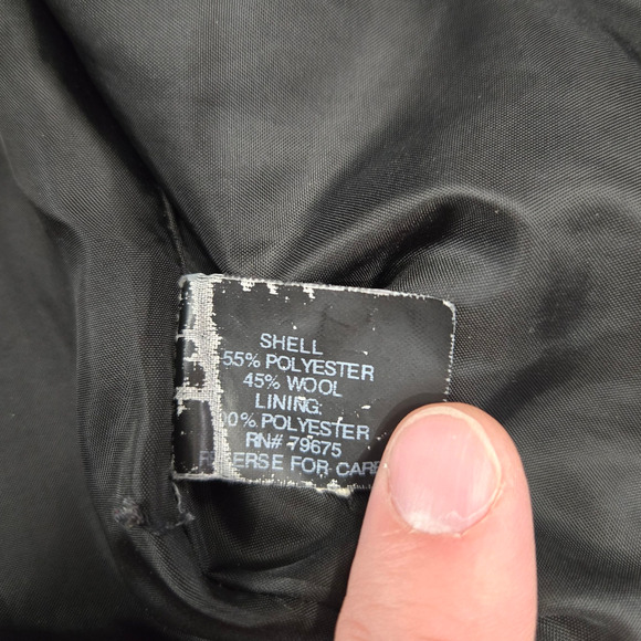 Y2K Anne Klein Charcoal Gray Wool Blend Button Front Peacoat Overcoat Size XXL - Picture 9 of 11